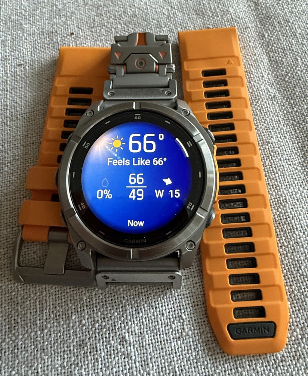 Garmin fenix 8 Amoled Sapphire 51 mm Watch Titanium w Spark Orange Silicone Band