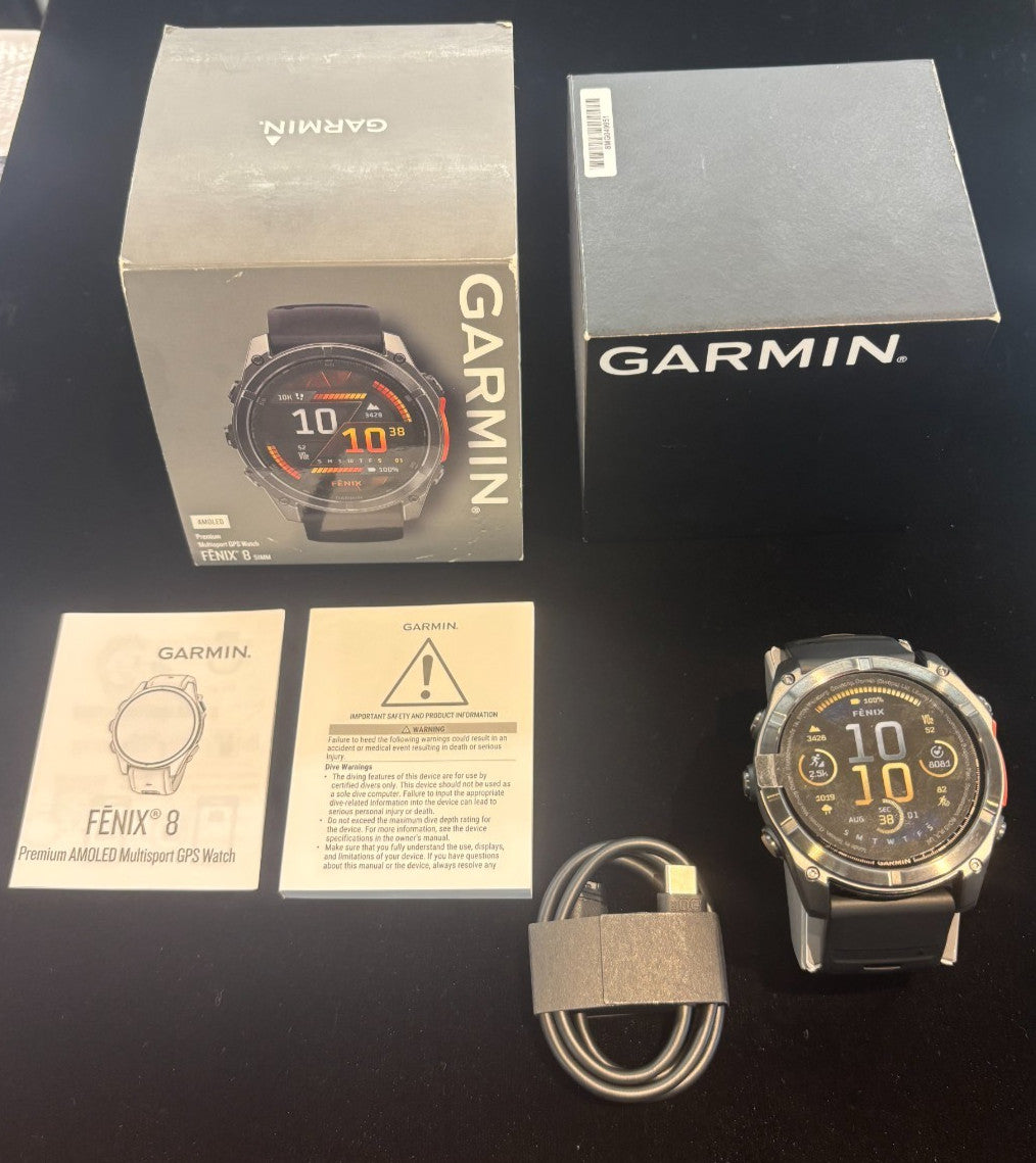 Garmin Fenix 8 Amoled 51MM Slate Gray with Black Silicone Band GPS Watch in Box